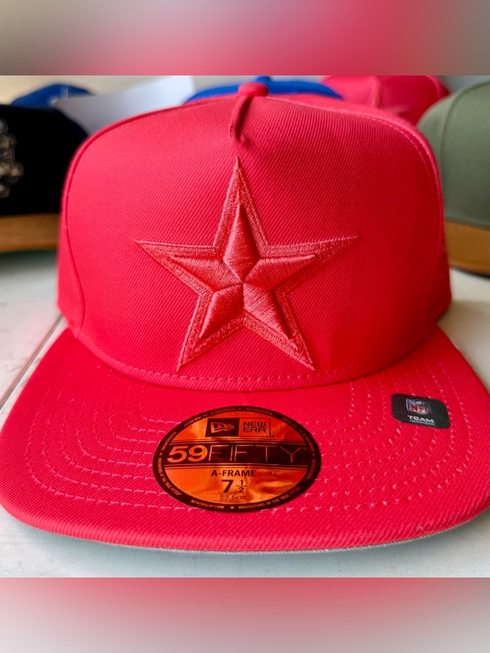 RARE New Era Pink Red Star 59FIFTY Dallas Cowboys A-Frame Fitted Cap NWT